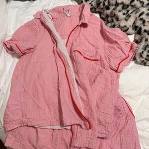 Soma Pink Kids Button Down Shirt with Red Accents